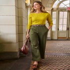 Ribbed Knit Pullover Boatneck Sweater image number null