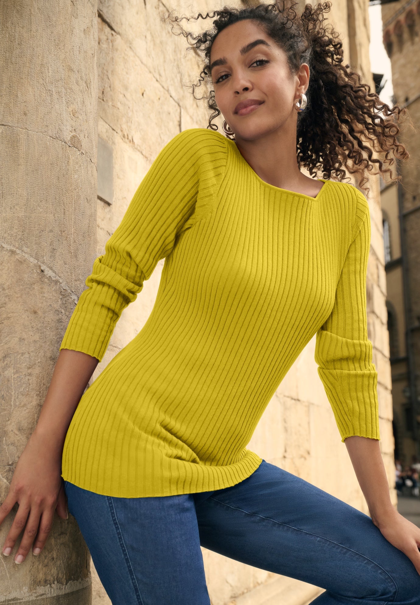 Ribbed Knit Pullover Boatneck Sweater image number 1