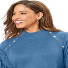 Gold Button Mockneck Sweater image number null