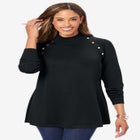 Gold Button Mockneck Sweater image number null