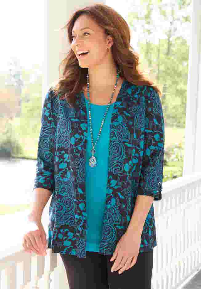 Suprema® 3/4-Sleeve Cardigan image number 0