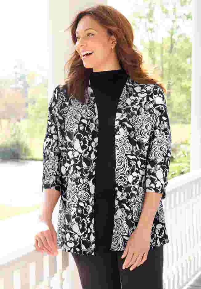 Suprema® 3/4-Sleeve Cardigan image number 0