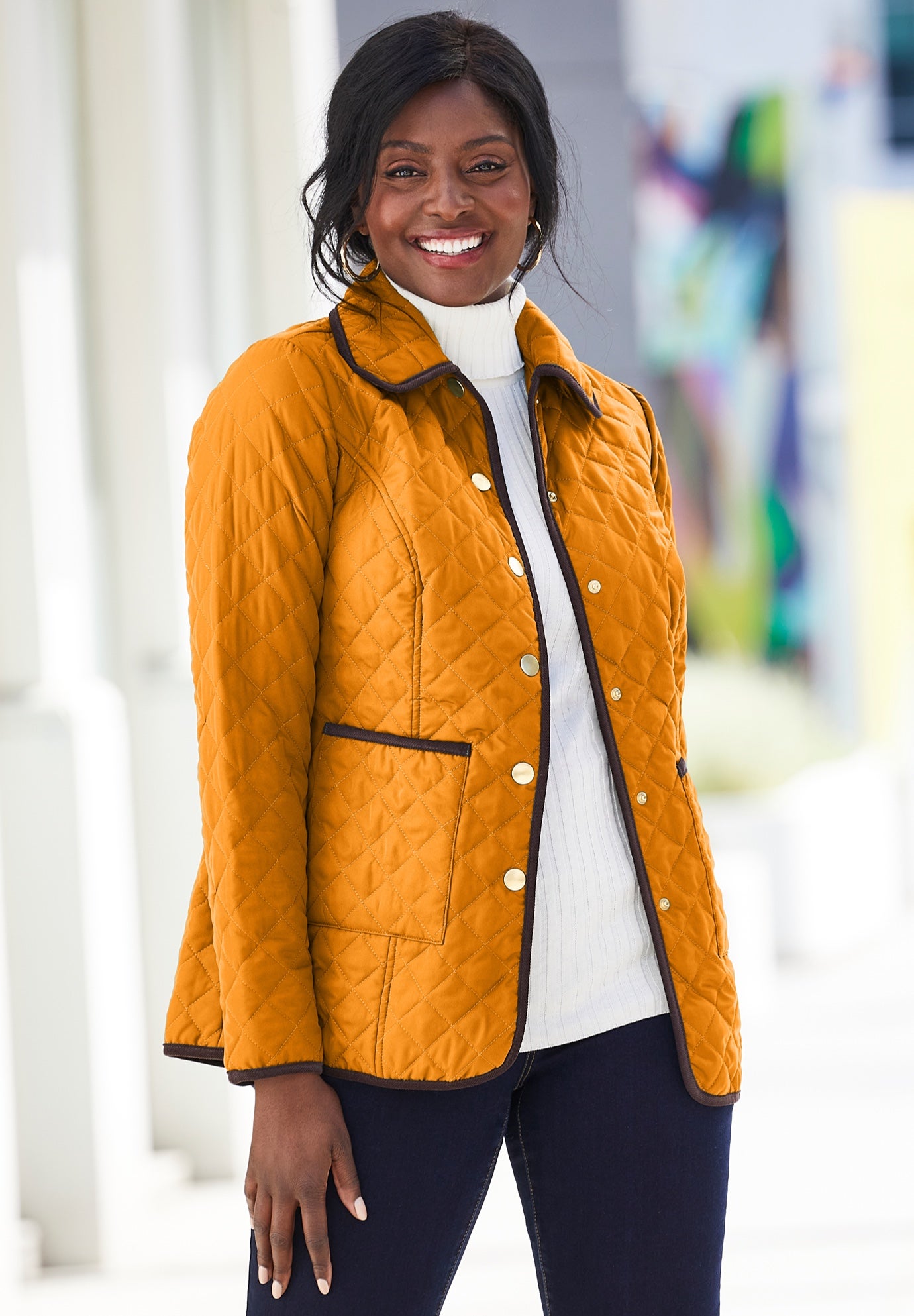 Snap-Front Quilted Coat image number 3