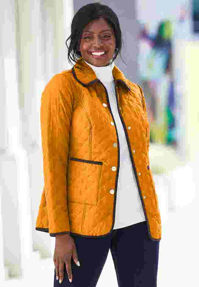 Snap-Front Quilted Coat