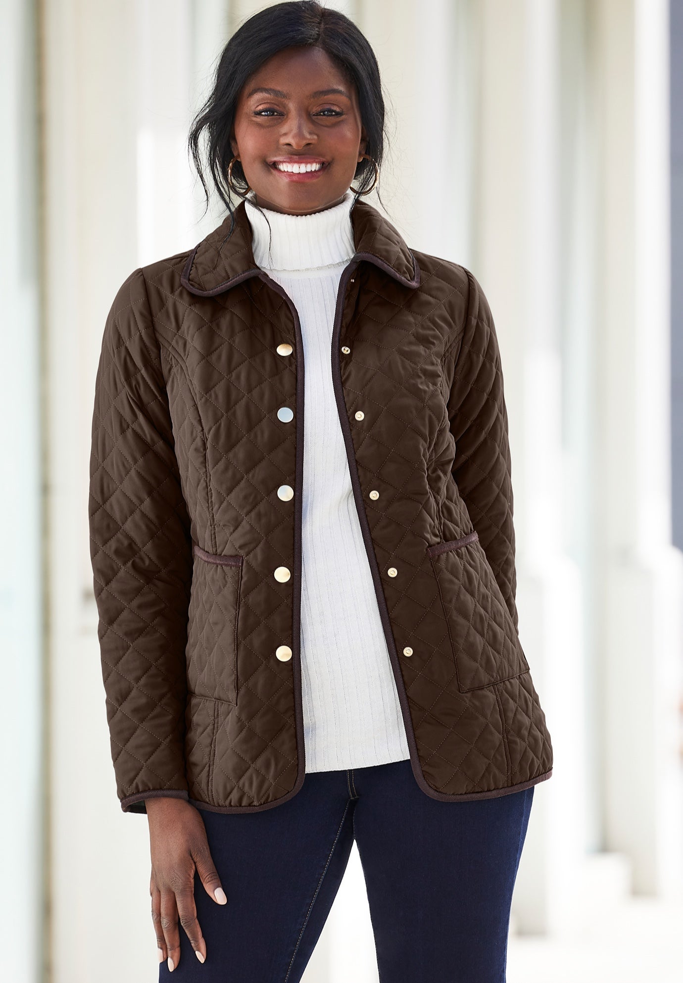 Snap-Front Quilted Coat image number 0