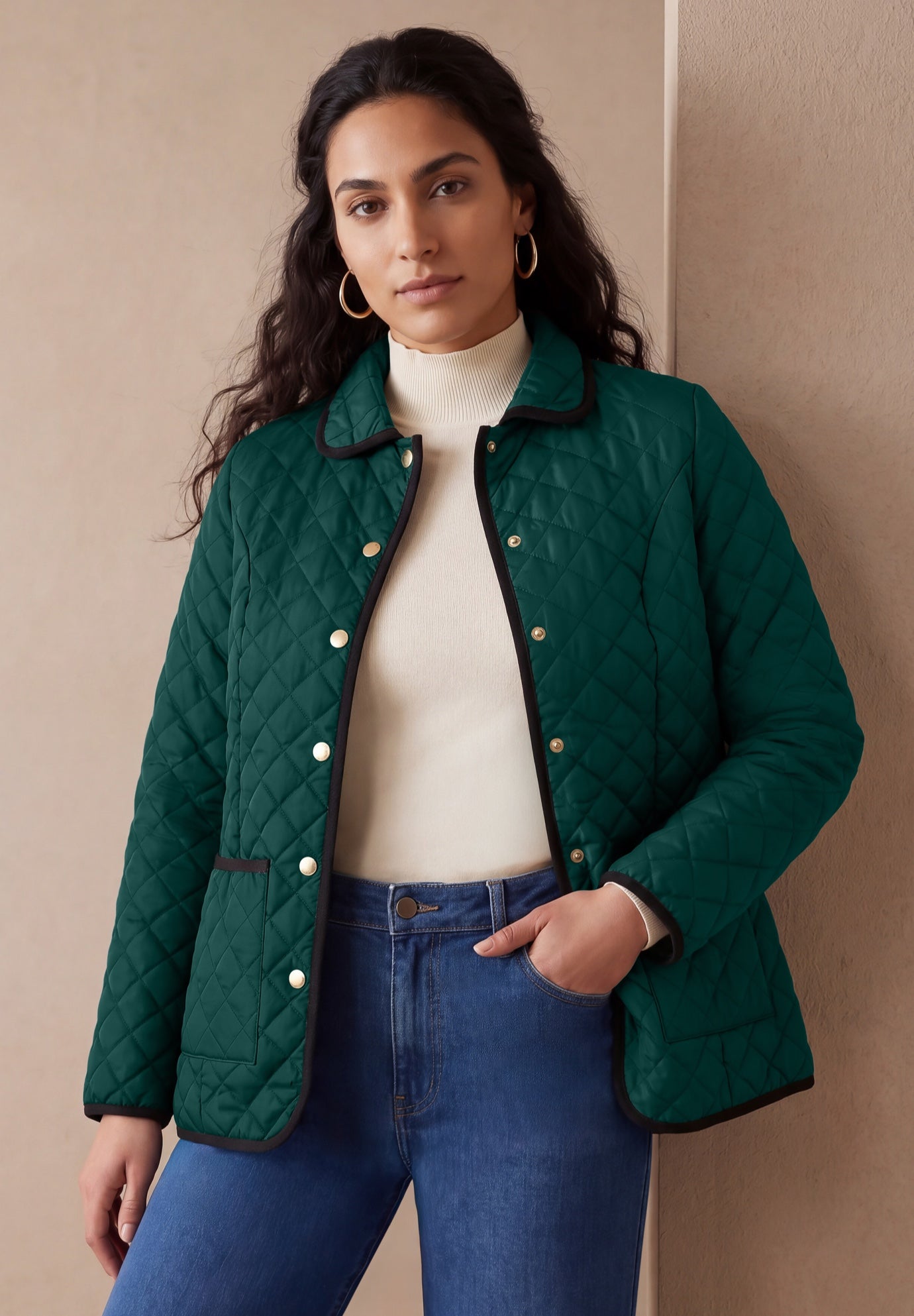 Snap-Front Quilted Coat image number 0