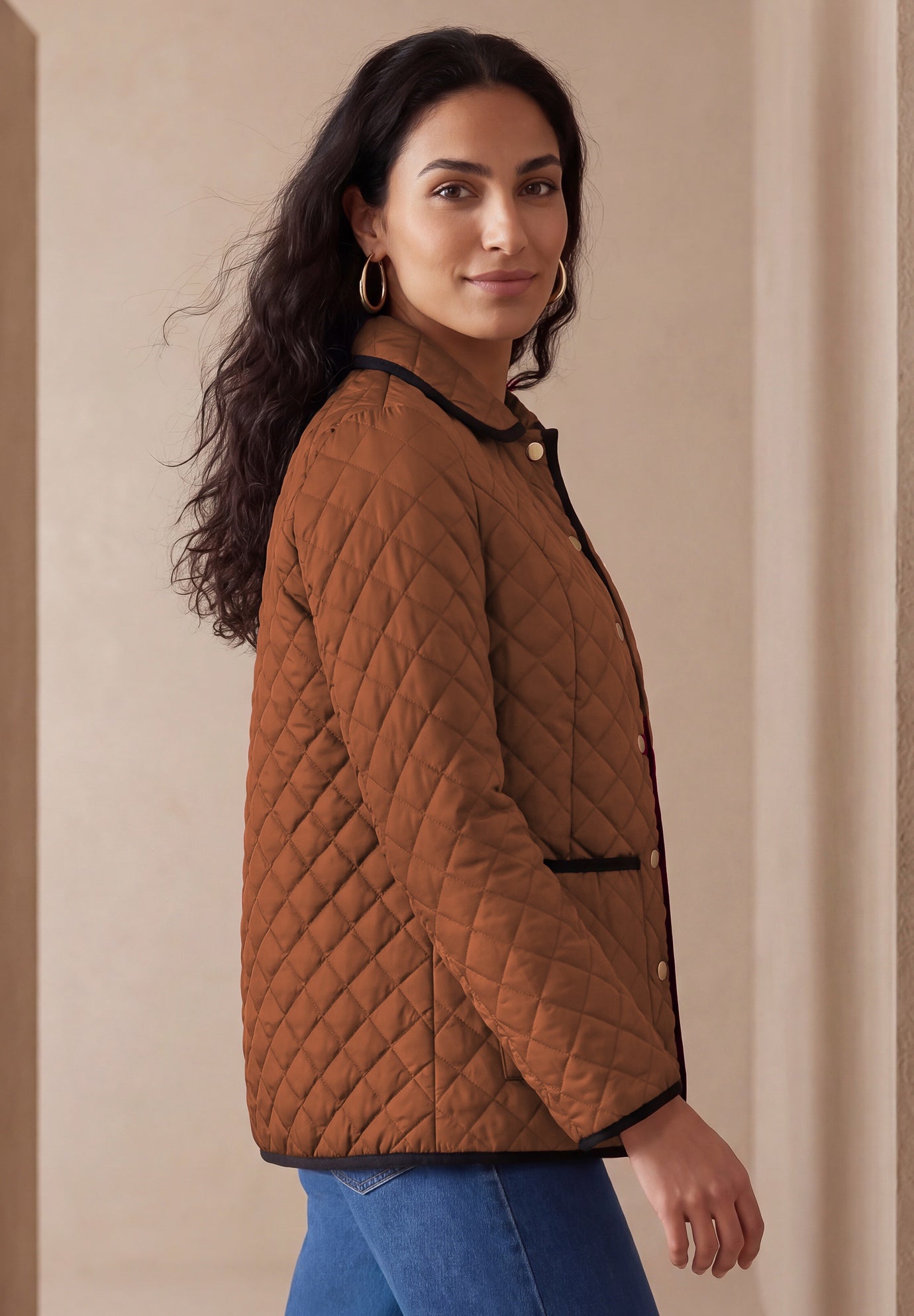 Snap-Front Quilted Coat image number 1