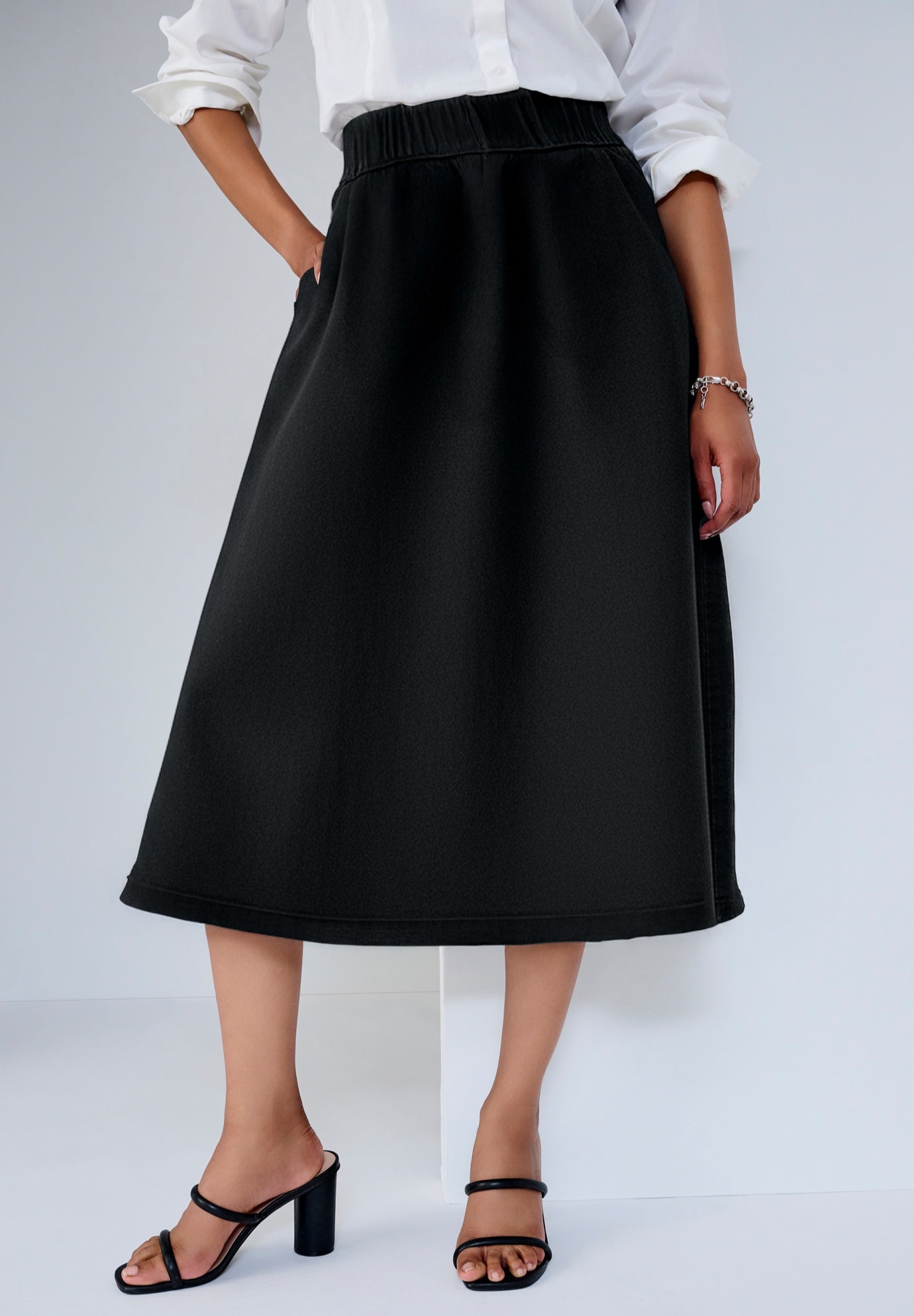 Comfort Waist Stretch Denim Swing Skirt image number 0