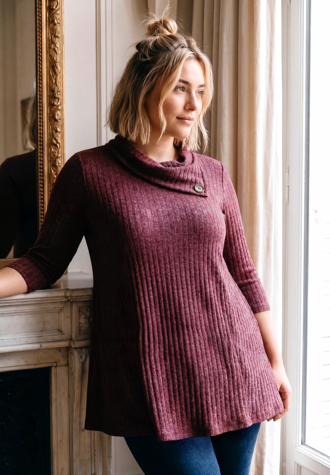 Miley Rib Hacci Button Tunic image number 0