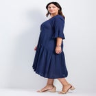 Vicki Textured Dobby Bell Sleeve Dress image number 2