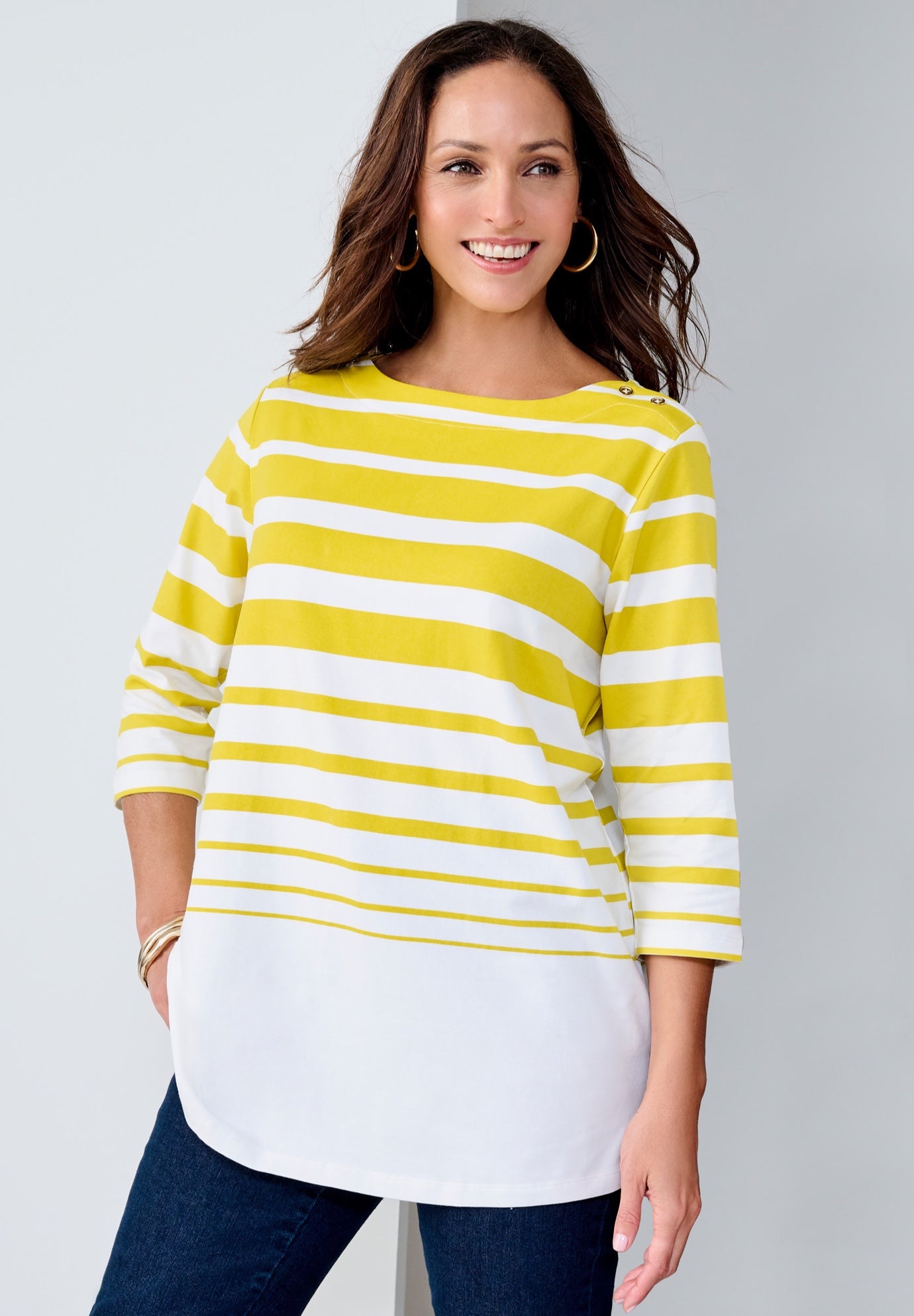 Stretch Cotton Boatneck Tunic image number 3