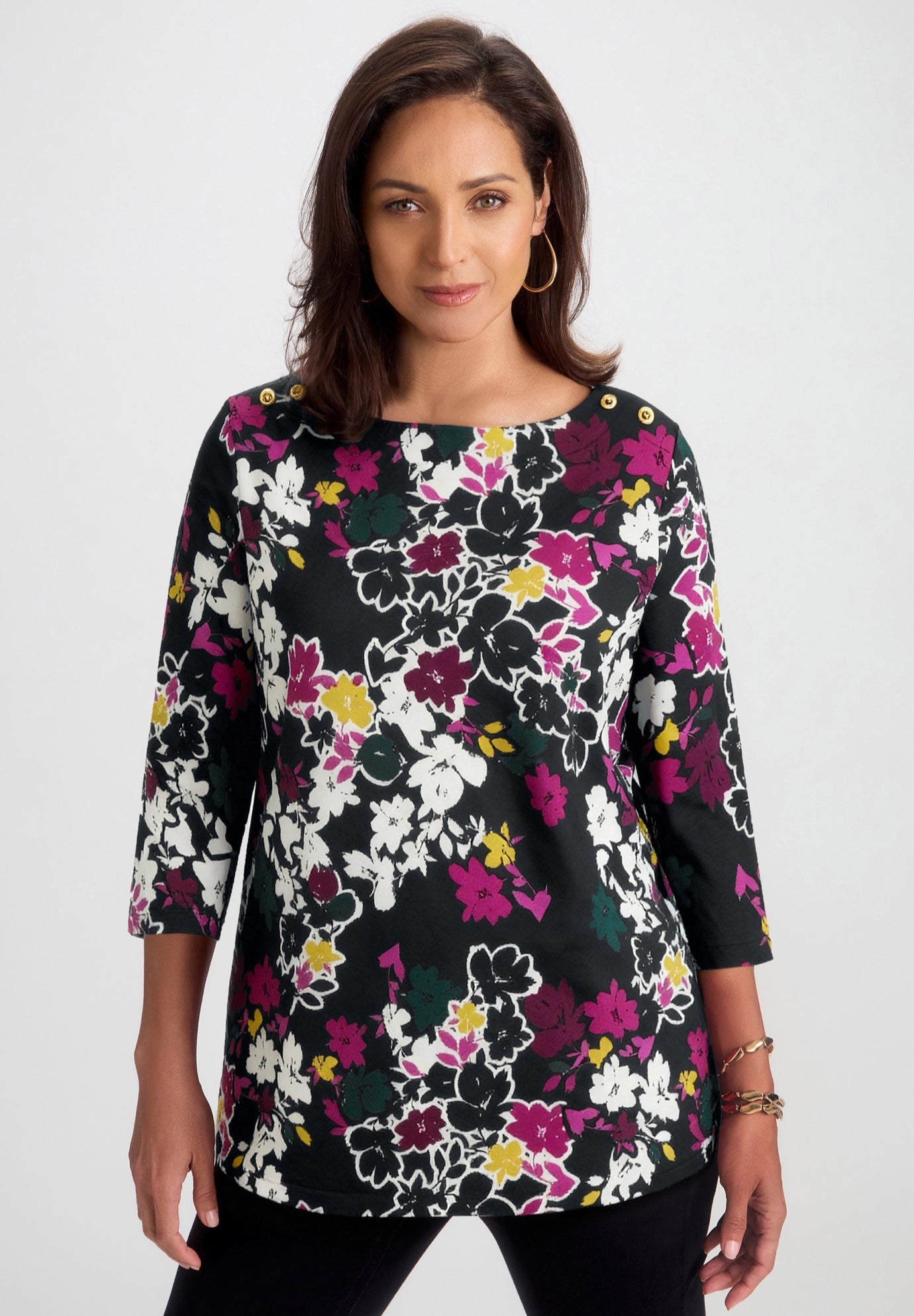 Stretch Cotton Boatneck Tunic image number 4