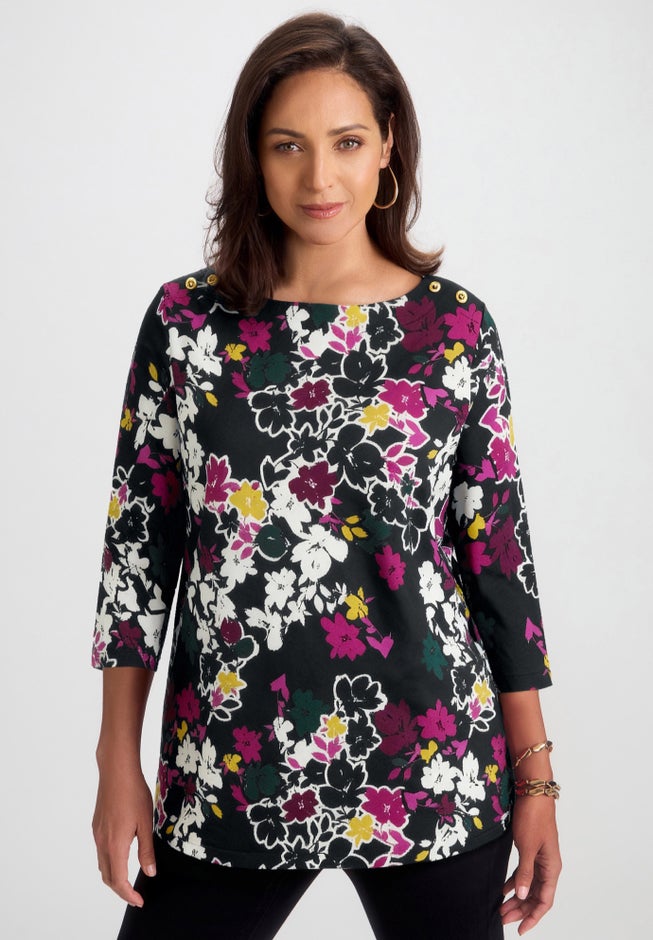 Stretch Cotton Boatneck Tunic image number 4
