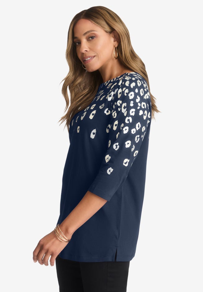 Stretch Cotton Boatneck Tunic image number 3