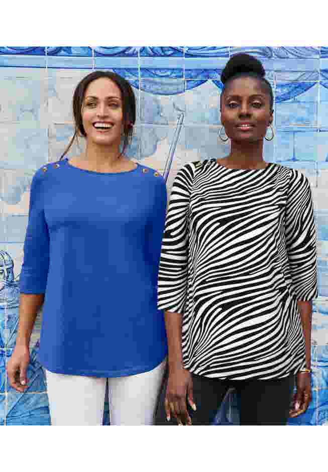 Stretch Cotton Boatneck Tunic image number 3