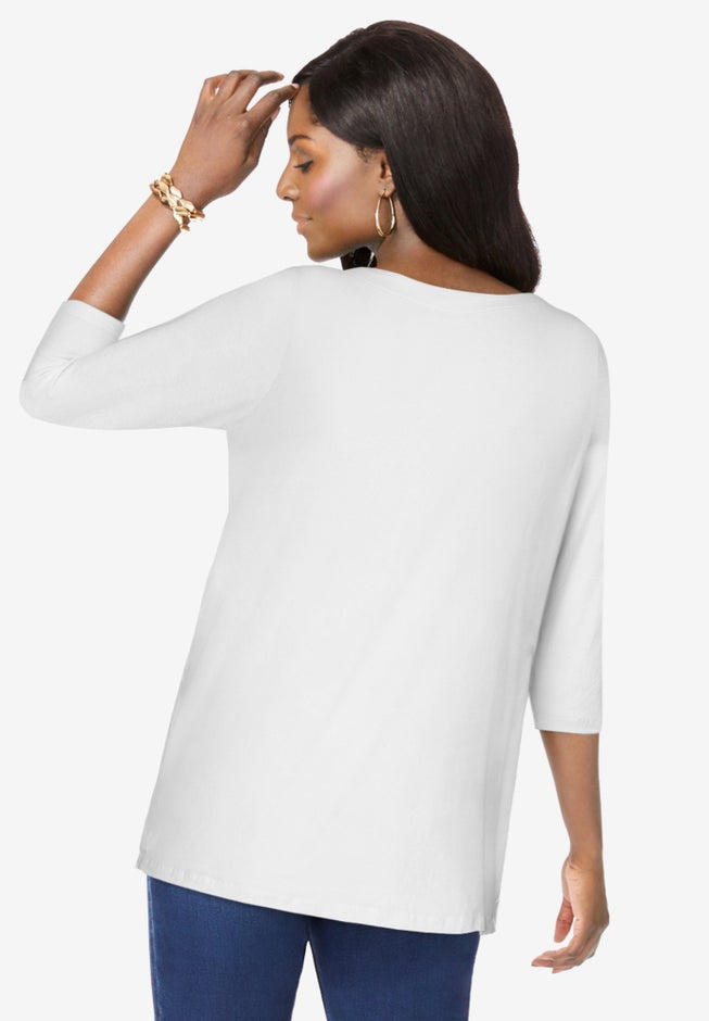 Stretch Cotton Boatneck Tunic image number 2