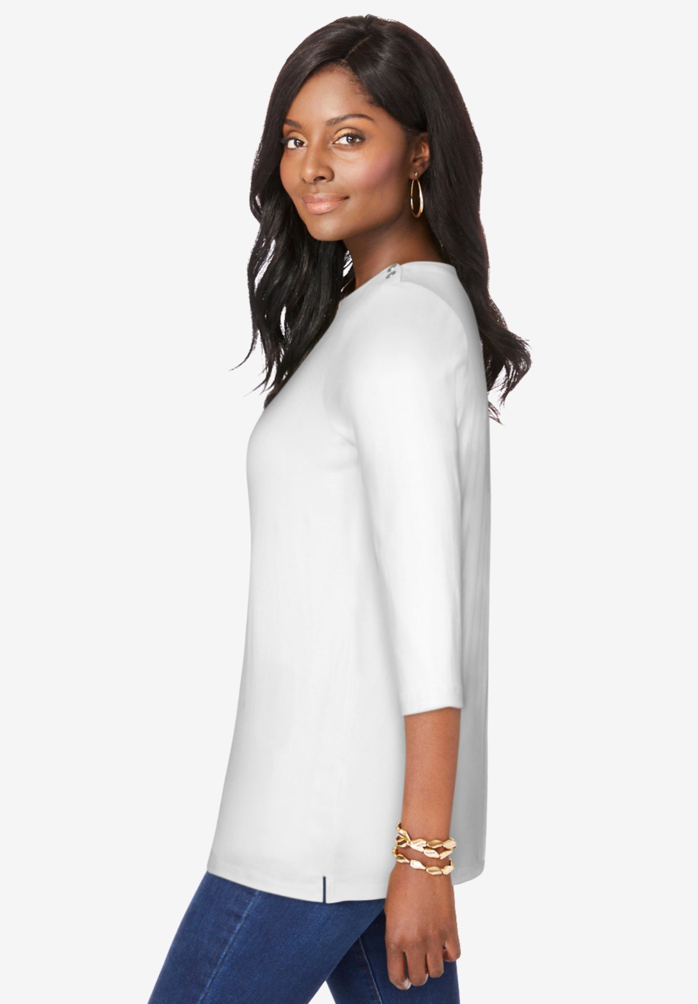 Stretch Cotton Boatneck Tunic image number 1