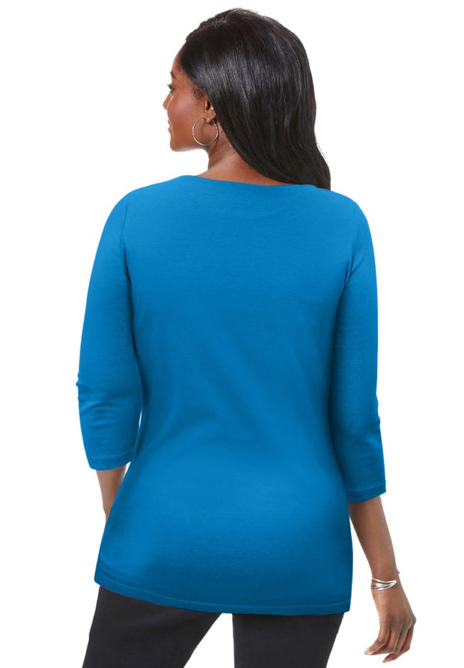 Stretch Cotton Boatneck Tunic image number 2