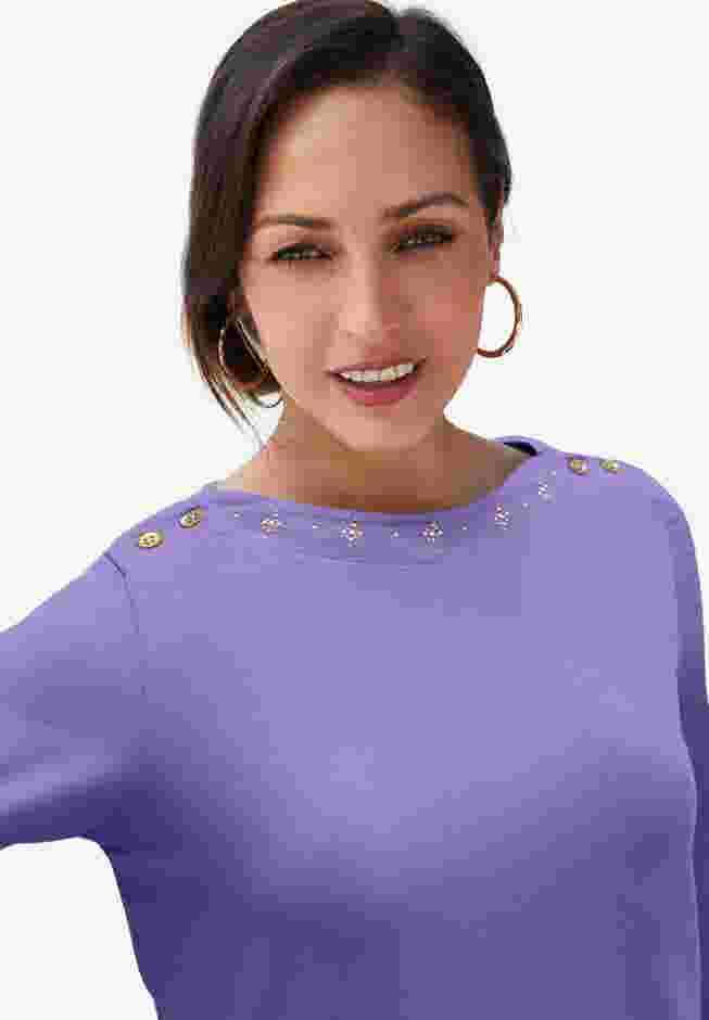 Stretch Cotton Boatneck Tunic image number 3