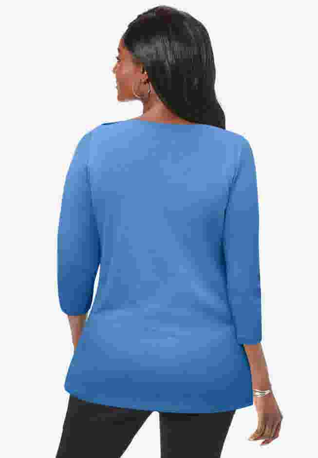 Stretch Cotton Boatneck Tunic image number 1