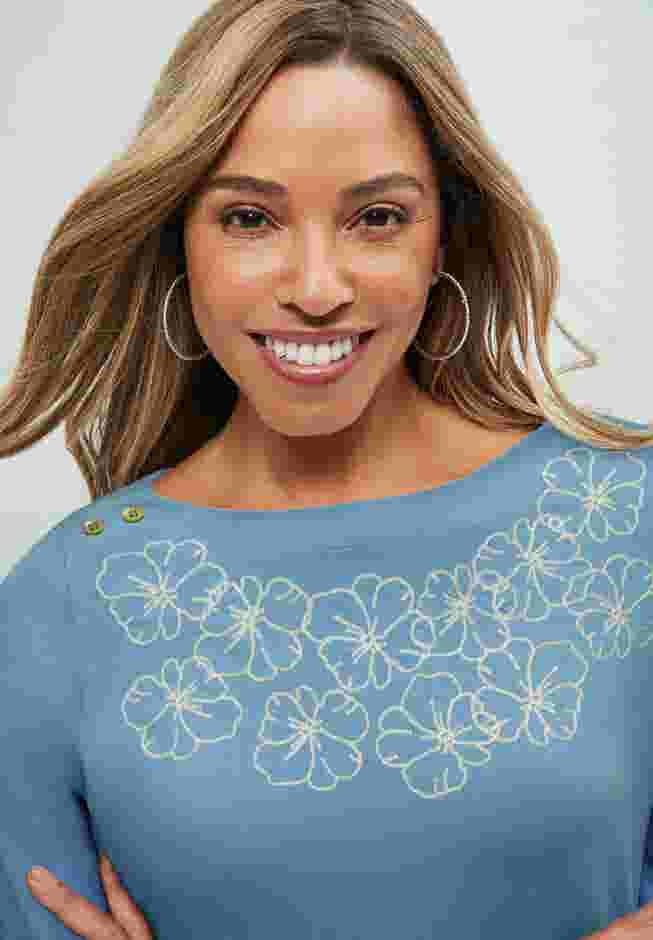 Stretch Cotton Boatneck Tunic image number 2