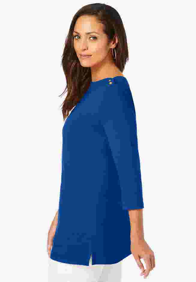 Stretch Cotton Boatneck Tunic image number 1