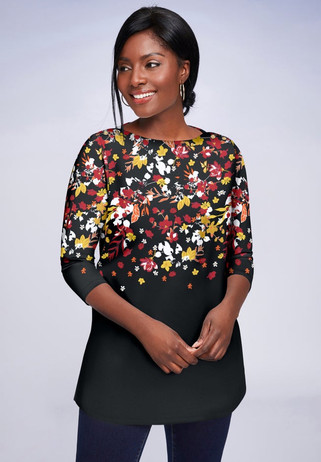 Stretch Cotton Boatneck Tunic image number 3