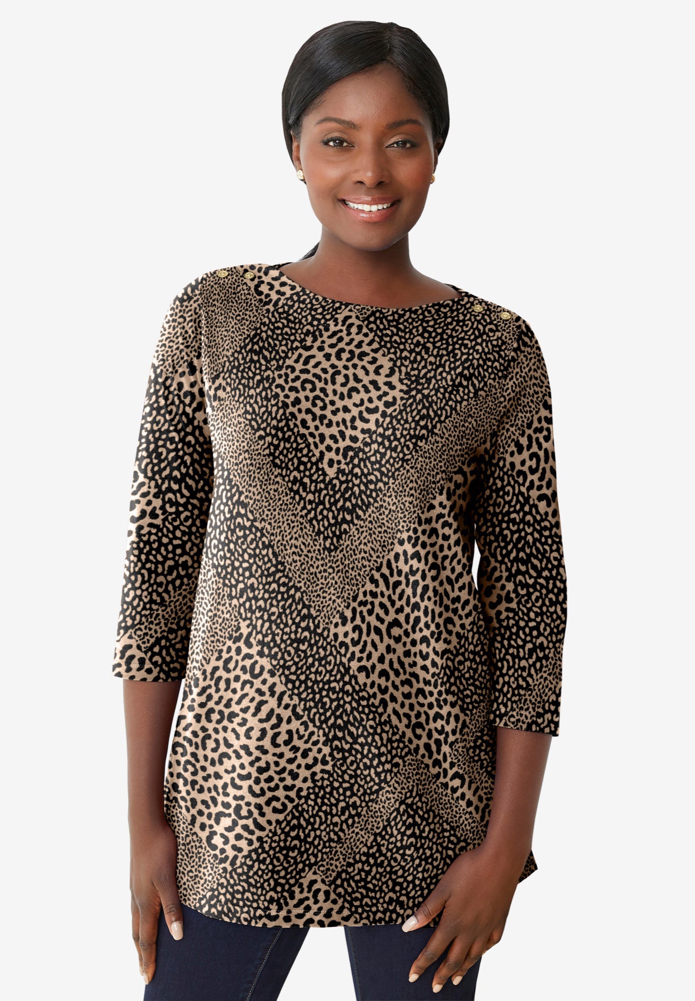 Stretch Cotton Boatneck Tunic image number 0