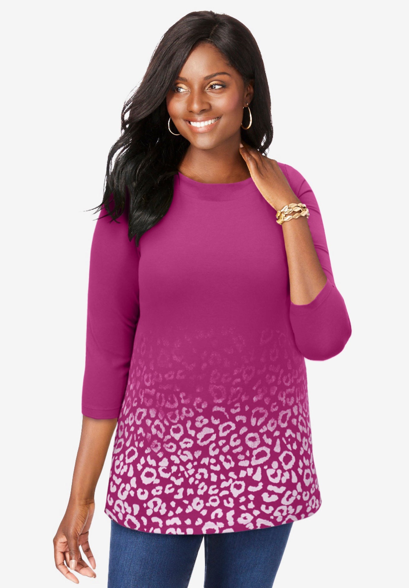 Stretch Cotton Boatneck Tunic image number 0