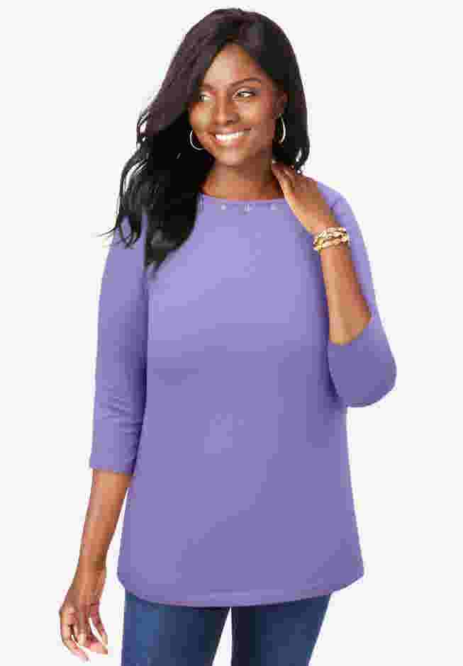 Stretch Cotton Boatneck Tunic image number 0