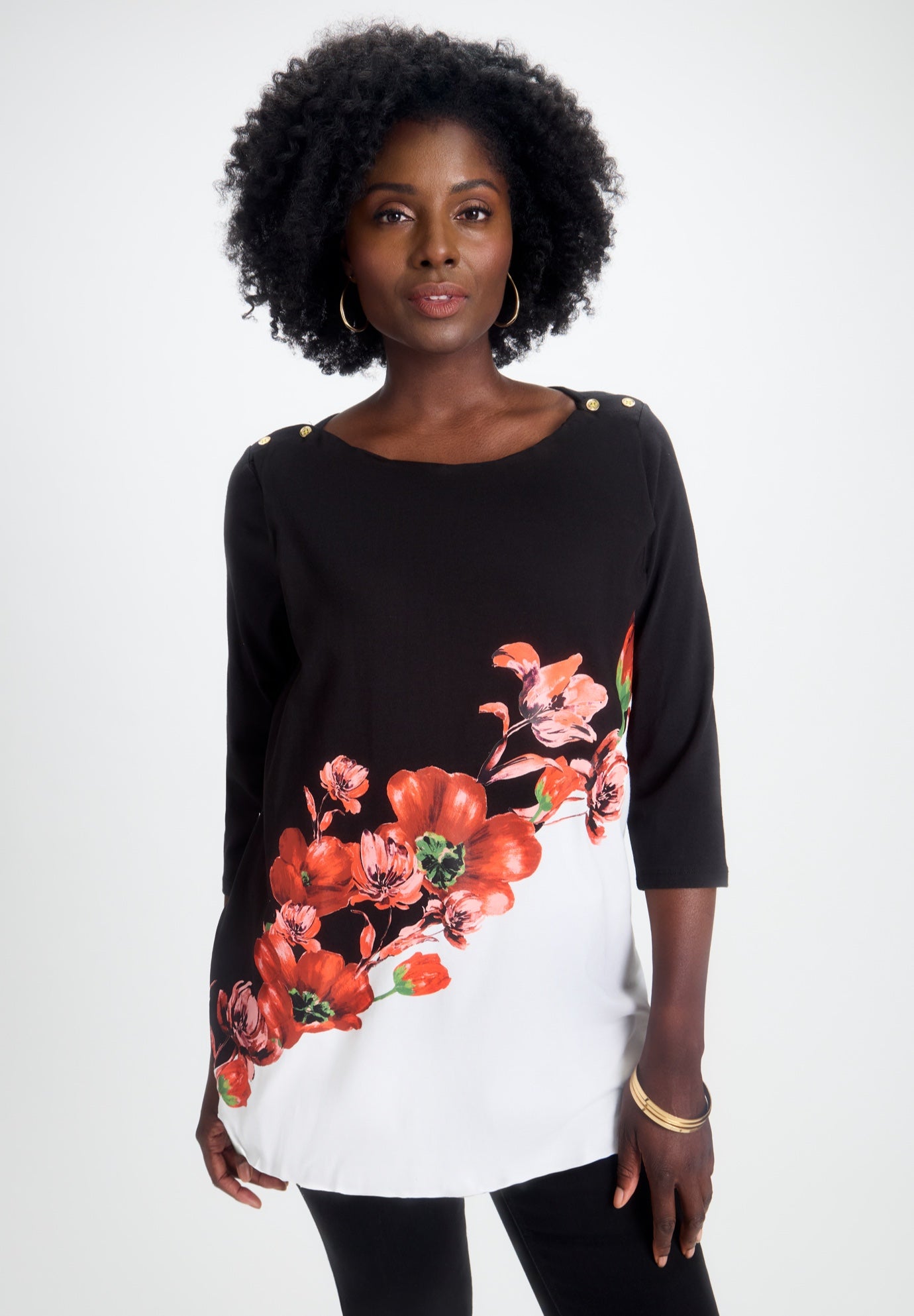 Stretch Cotton Boatneck Tunic image number 0