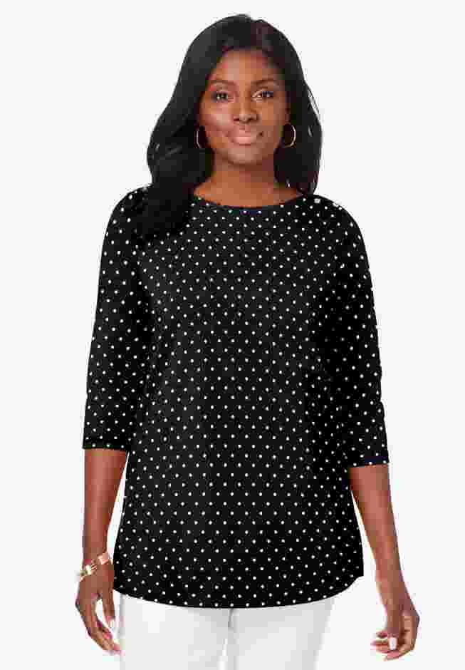 Stretch Cotton Boatneck Tunic image number 0