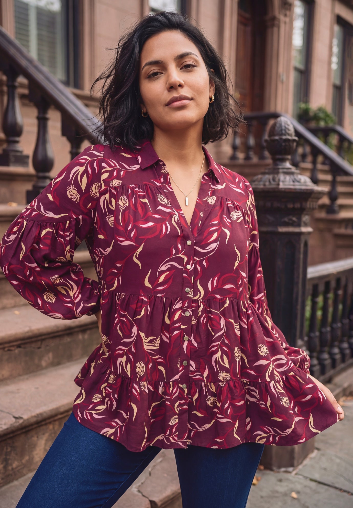 Flora Blouson Tiered Tunic image number 0