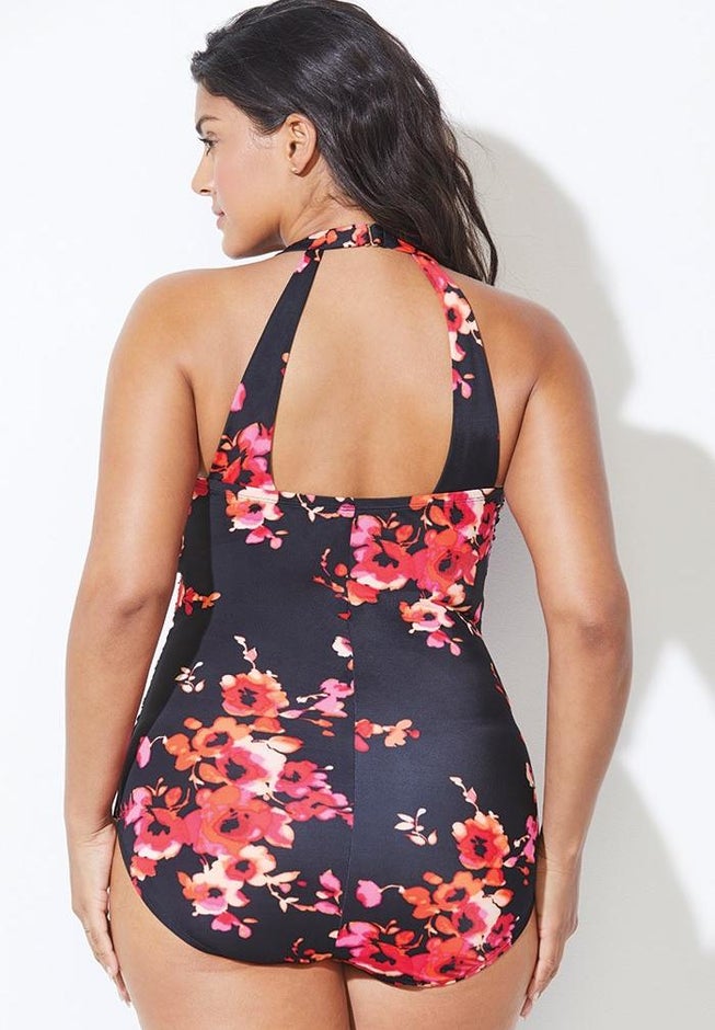 Chlorine Resistant H-Back Sarong Front One Piece Swimsuit image number 1