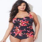 Chlorine Resistant H-Back Sarong Front One Piece Swimsuit image number null