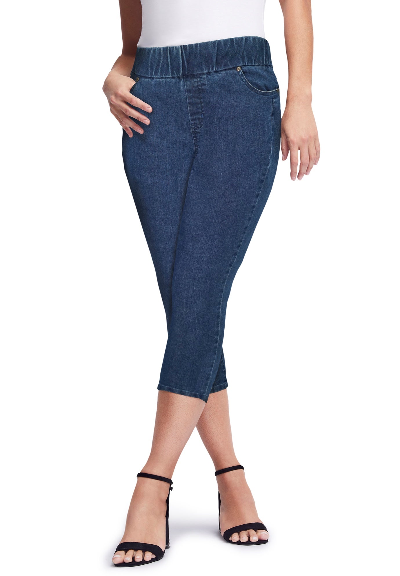 Comfort Waist Stretch Denim Capris image number 0