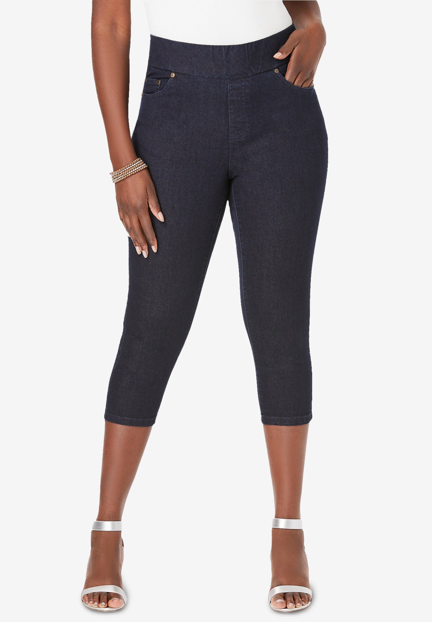 Comfort Waist Stretch Denim Capris image number 0