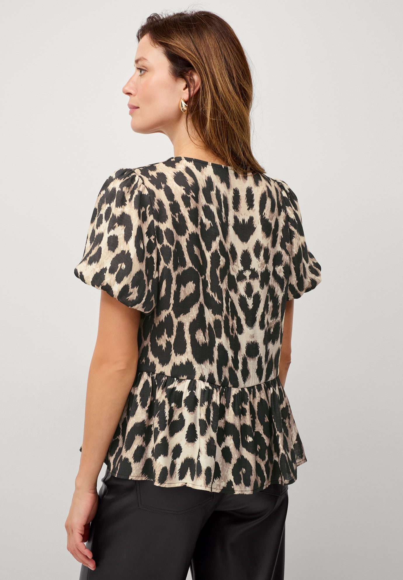 V-Neck Flounce Hem Blouson Sleeve Blouse image number 1