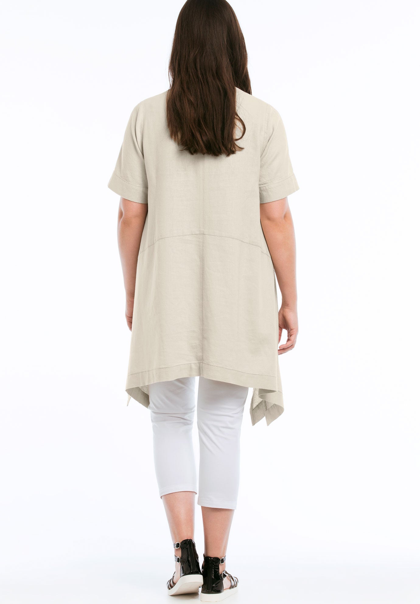 Linen-Blend Hanky Hem Tunic image number 1