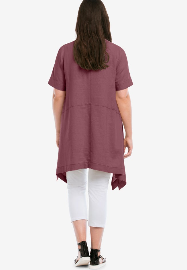 Linen-Blend Hanky Hem Tunic image number 1