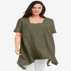 Linen-Blend Hanky Hem Tunic image number null