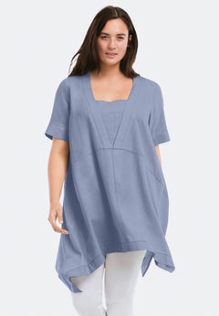 Linen-Blend Hanky Hem Tunic