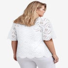 Scalloped Hem Eyelet Blouse image number null