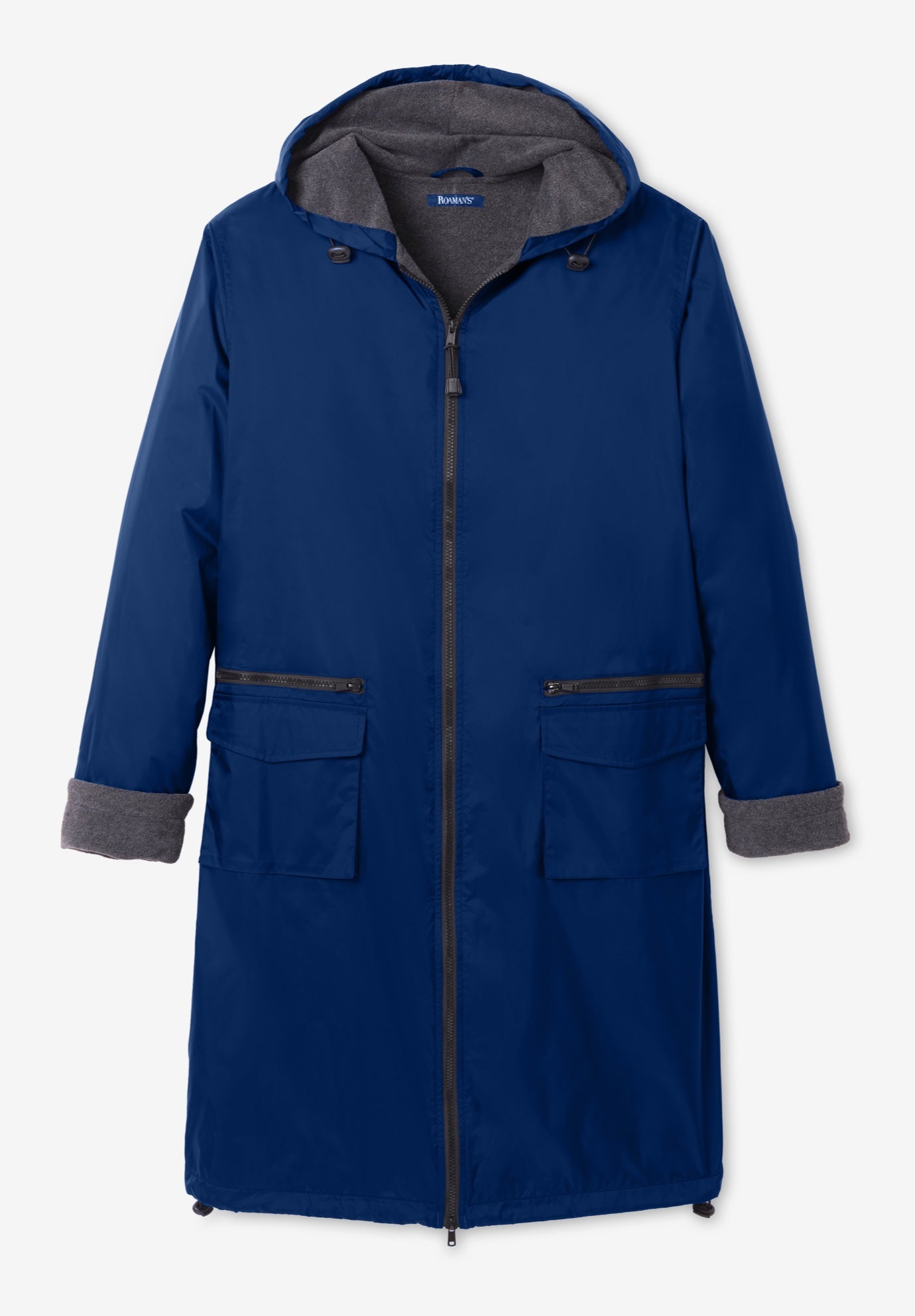 Plus Size Knee Length Hooded Nylon Jacket image number 4