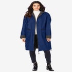 Plus Size Knee Length Hooded Nylon Jacket image number 0