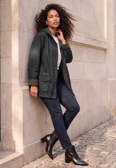 Plus Size Hooded Nylon Jacket