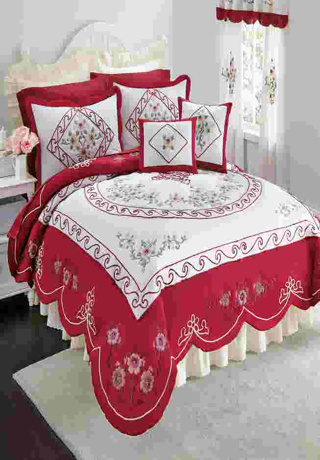 Ava Embroidered Cotton 16" Square Pillow image number 1