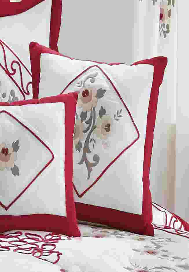 Ava Embroidered Cotton 16" Square Pillow image number 0