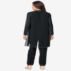 Plus-Size Long Sleeve Floral Beaded Georgette Three-Piece Pant Set image number null