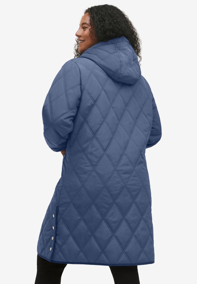 Long Quilted Hooded Jacket image number 1